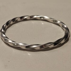 Vintage MCM Heavy Sterling Silver Twisted Cable Bangle Bracelet